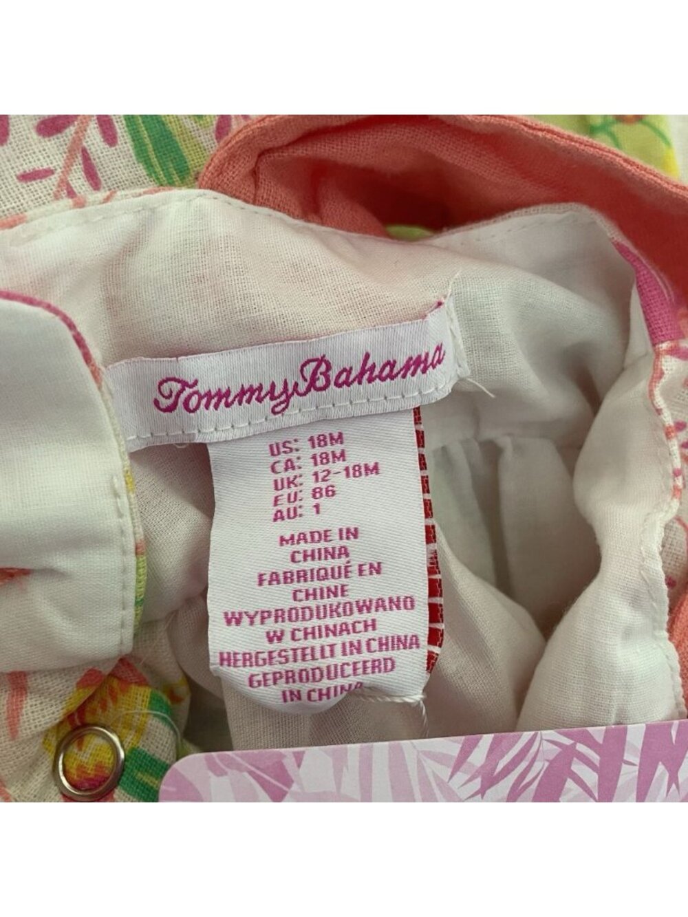 NWT Tommy Bahama Pompom Dress Baby Girl 12-18M Tropical Vacation Linen - Picture 4 of 8